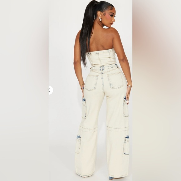 Fashion Nova One Last Dance Dream Jumpsuit Light wash Medium NWT - Picture 2 of 10